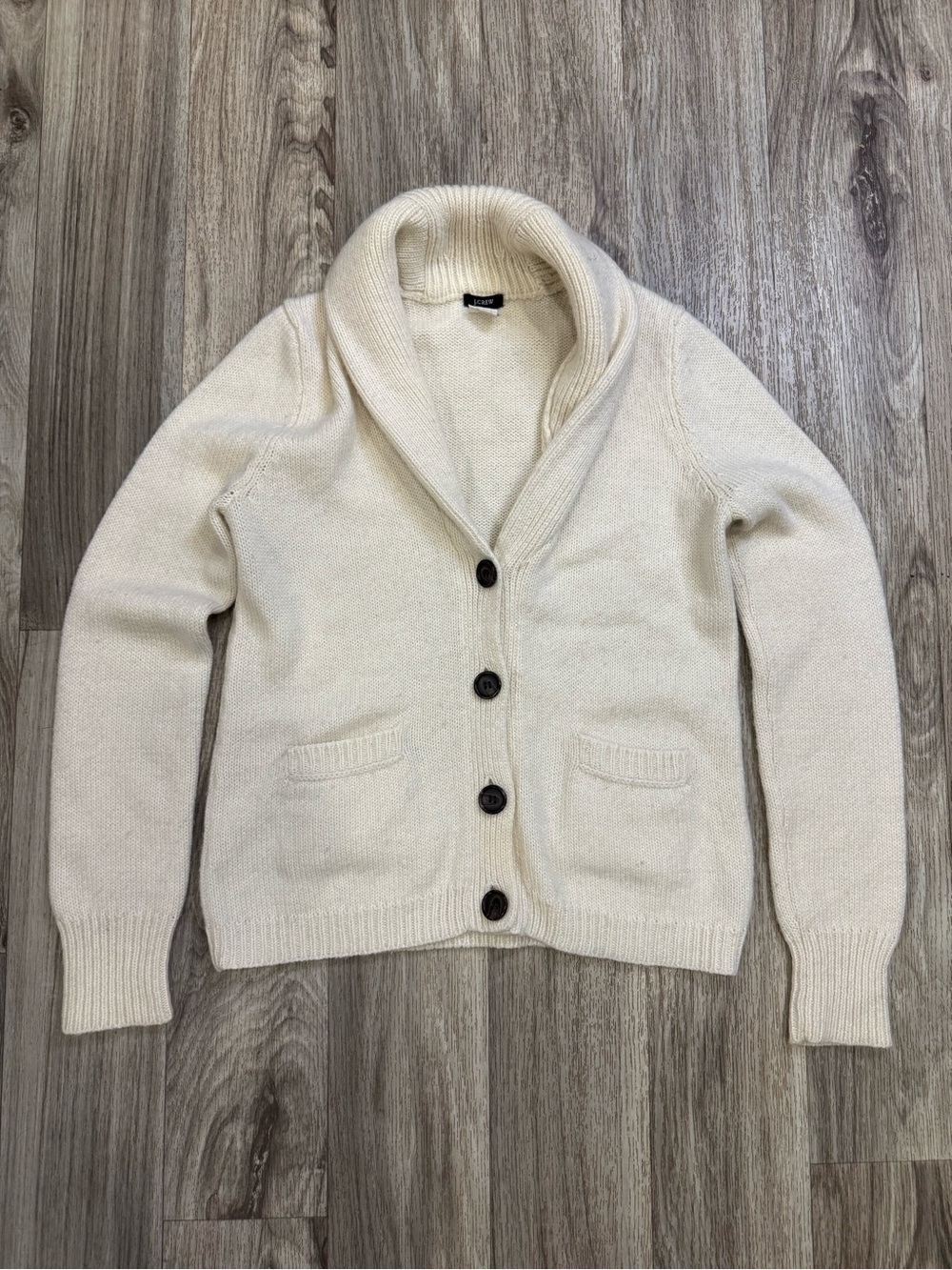 J.Crew Merino Wool Alpaca Blend Shawl Collar Cardigan Sweater Cream Size M